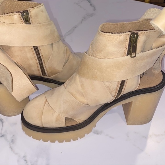 Free People Women’s Blake Platform Booties Beige Size 38 (7.5) - Picture 2 of 11